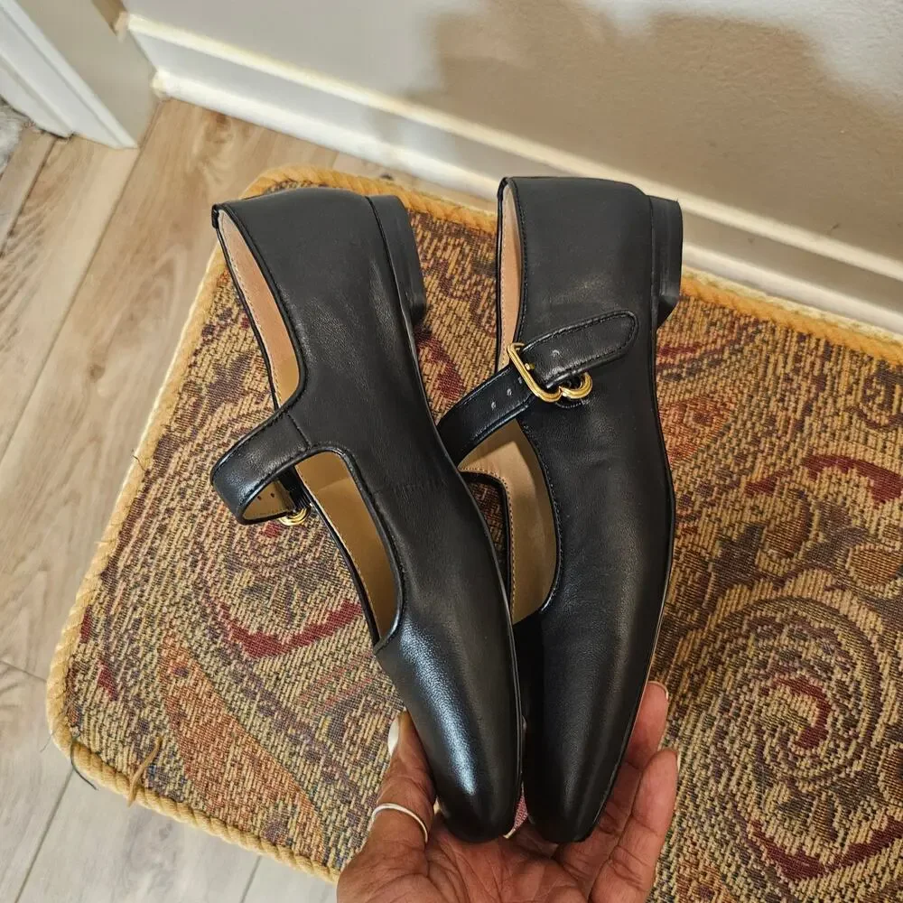 Sam Edelman Women's Michaela Black Leather Mary Jane Flats Size 7.5 - Picture 3 of 8